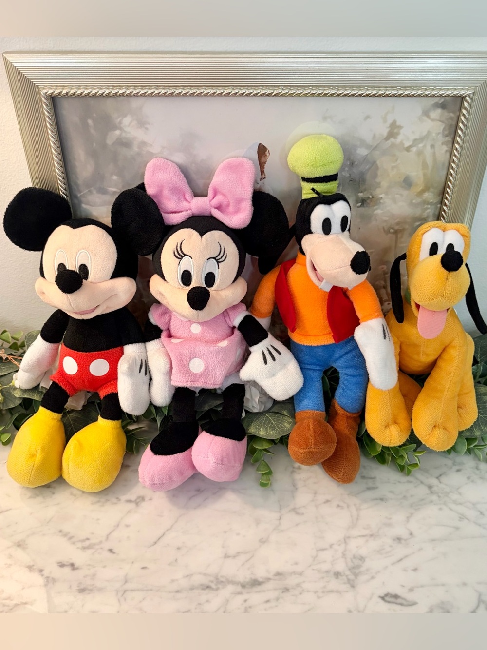 Lot of 4 Disney Plushies Mickey, Minnie, Goofy & Pluto